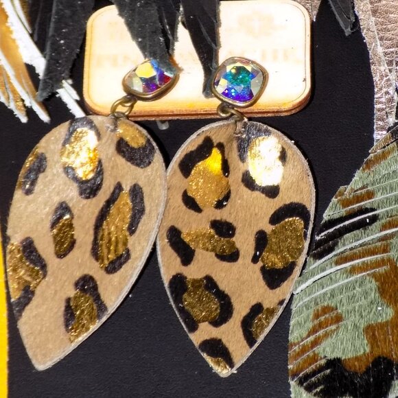 Lot 6 Pairs w/$221 Tags Pink Panache Leather Boho Feathered Earrings Bundle - Picture 5 of 6